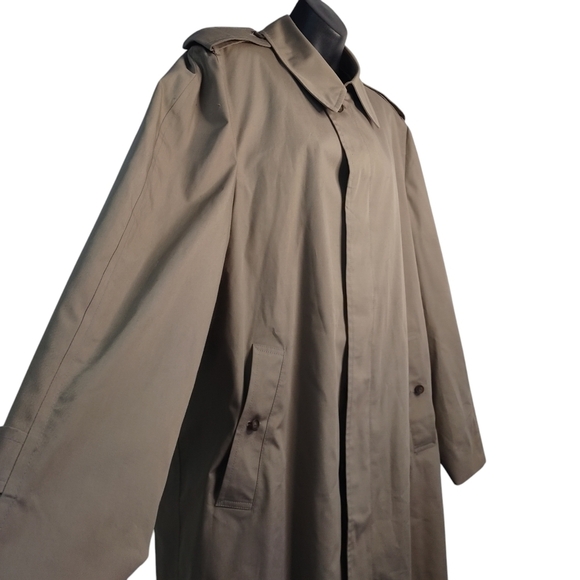 London Fog Men's Brown Tan Removable Liner Trench Coat Size 42 - Picture 3 of 13